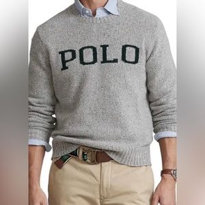 Polo by Ralph Lauren Gray Crewneck Sweater with Dark Green POLO Text